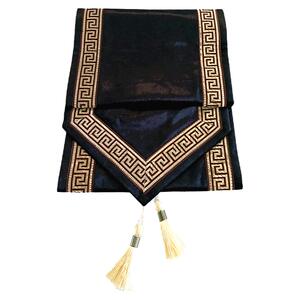 轻奢高级感黑丝绒餐桌桌旗西餐垫桌布现代中式茶几电视柜盖布盖巾