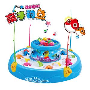 幼儿园宝宝益智早教钓鱼玩具儿童电动音乐灯光磁性旋转大号钓鱼盘