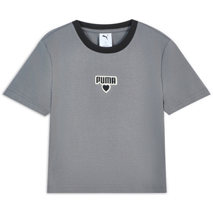 PUMA彪马女子复古修身爱心图案圆领短袖T恤 BABY TEE 695498