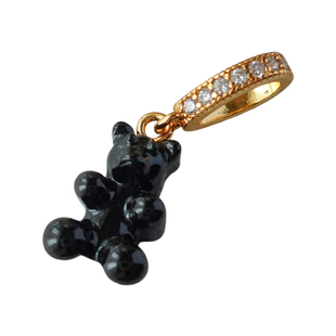 韩国进口可爱小熊软糖项链轻奢小众黑色吊坠珍珠毛衣链长款配饰潮