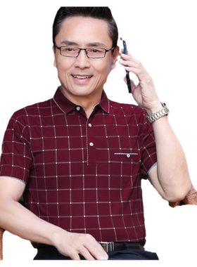 纯棉爸爸夏装短袖t中年男士