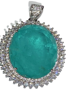 帕拉伊巴碧玺椭圆形配送链子吊坠