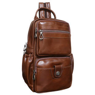 男士胸包真皮大容量大码胸前背包头层牛皮多功能休闲单肩双肩包皮