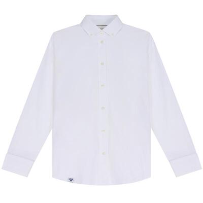 Hazzys哈吉斯衬衫女春夏时尚翻领上衣纯色休闲长袖衬衣