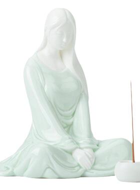 禅意仕女摆件香插香座