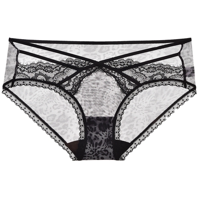 3件129|商场同款MYBODY新款三角裤性感豹纹蕾丝镂空防夹臀内裤女