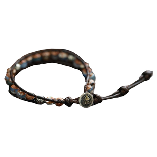 S925纯银复古国风黄财神一线药师棕绳手链女小众气质新中式民族风