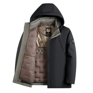 罗蒙新款内胆可脱卸鹅绒服男士加厚保暖商务休闲可拆卸帽子羽绒服