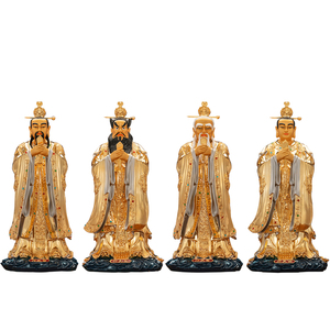 纯铜鎏金四大天师神像供奉摆件