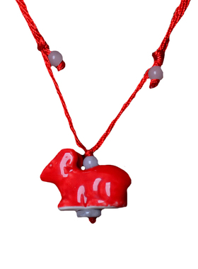 红色项链属相学生陶瓷吊坠小猪猪