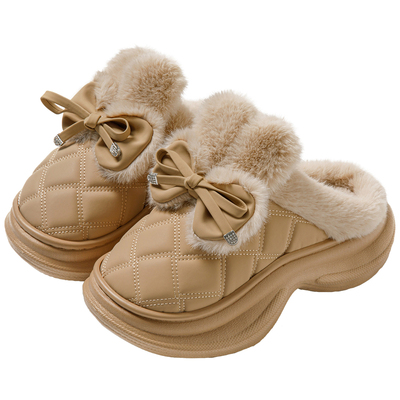 高跟棉拖鞋女居家冬季保暖防滑