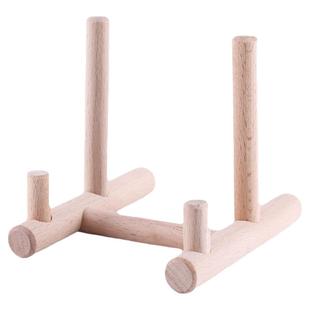 木头钟表支架圆镜子底座装饰圆盘餐盘展示托架茶饼架赏盘摆台支撑