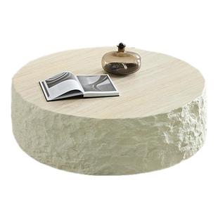 现代简约侘寂风洞石茶几意式轻奢设计师玻璃钢创意方形茶几桌子