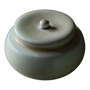 束刻 日式窑变青芜扁逸茶叶罐小号陶瓷密封罐储存罐茶仓防潮单罐