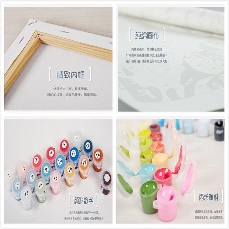 diy数字油画手绘风景大海船客餐厅卧室填色油彩画装饰画 一帆风顺