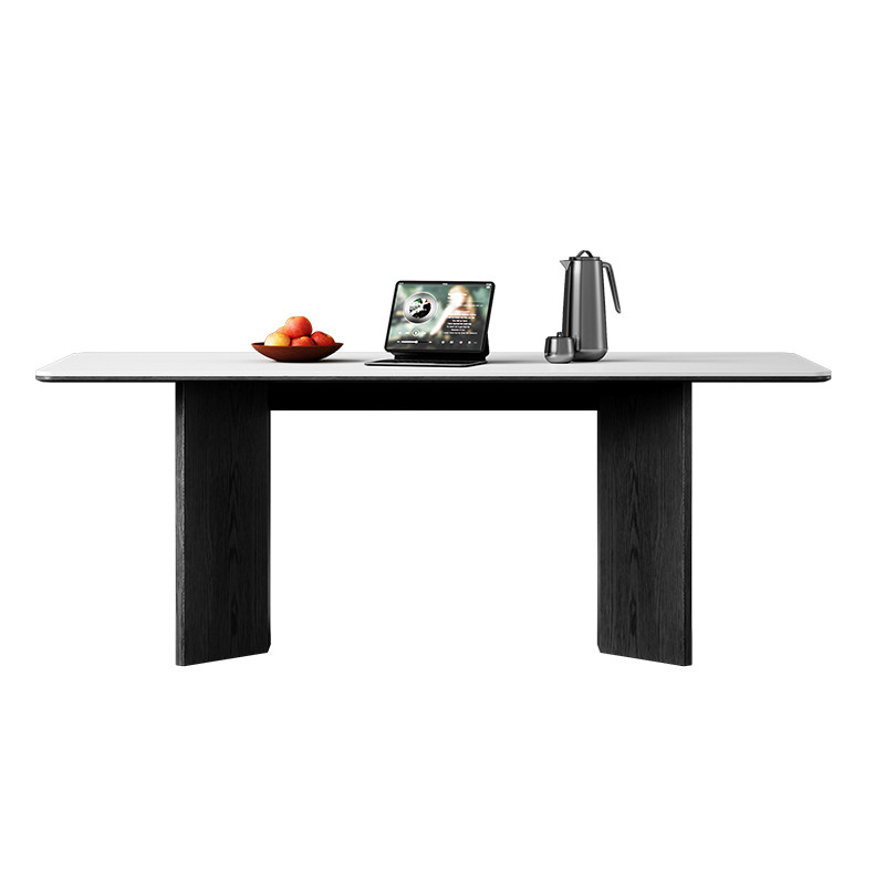 梵创 德利丰实木岩板餐桌家用小户型侘寂奶油风长方形高端吃饭桌