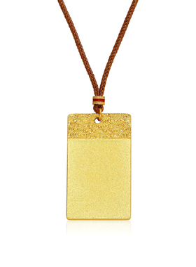 沙金平安无事牌祥云情侣项链古法方牌毛衣链仿金挂坠吊坠