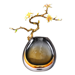 珐琅彩玻璃花瓶装饰摆件客厅饰品新中式高档轻奢高级乔迁礼物网红