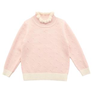 高端纯山羊绒儿童羊绒衫半高领女童木耳领中领打底衫加厚宝宝毛衣