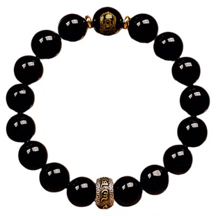 【杭州灵隐】本命年十二生肖黑曜石手串男款手链转运聚财补水