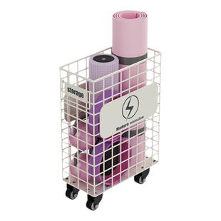 运动器材收纳架瑜伽垫收纳筐健身器材夹缝家用球拍球类移动置物架