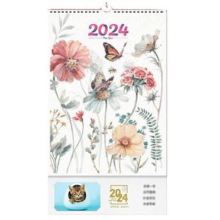 2026年挂历蝶恋花手绘画Ins风家用挂墙优质大号日历月历公司定制