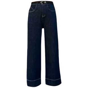 2025冬新款JEANS阿凡牛A5417加厚复合绒保暖宽松女牛仔直筒奶奶裤