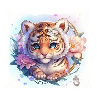 生肖动物抱枕十字绣自己绣2023满绣diy线绣手工线绣精准印花枕套