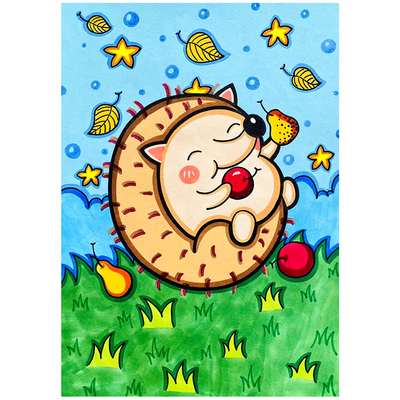 创意少儿美术临摹卡片马克笔动物