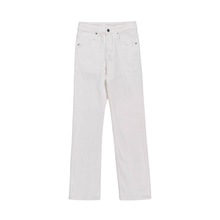 李李服饰白色净版窄版直筒牛仔裤女2026春款基础高腰显瘦堆堆长裤