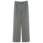 加厚灰色卫裤女秋冬显瘦加绒直筒裤子2025新款高腰休闲运动阔腿裤