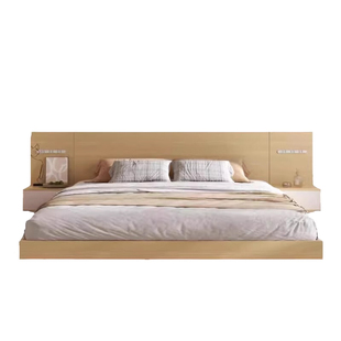 悬浮床现代简约1.8米家用双人主卧原木风家具日式榻榻米悬空床铺