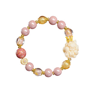 杭州灵隐 九尾狐香灰琉璃手串本命年招桃花粉瓷转运招财手链手串