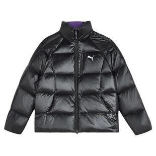 黑色亮面600蓬80绒排骨鸭绒羽绒服女童PUMA彪马休闲外套 951177