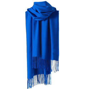 宝蓝色围巾女冬季披肩加厚围脖2025新款流苏克莱因蓝定制印字LOGO