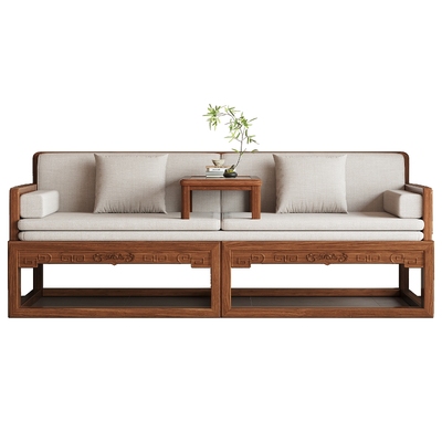 新中式实木沙发床软包罗汉床