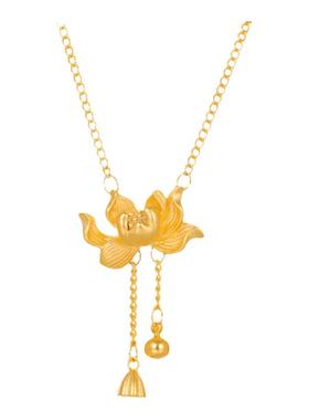 越南沙金荷花两世欢项链女款莲子