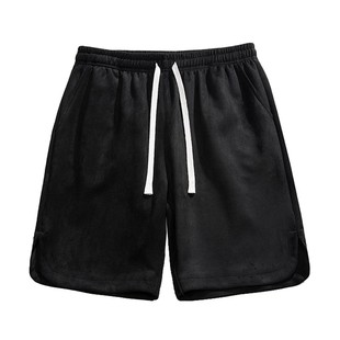 悟空有货美式基础纯色麂皮绒休闲短裤男嘻哈宽松百搭运动五分裤子