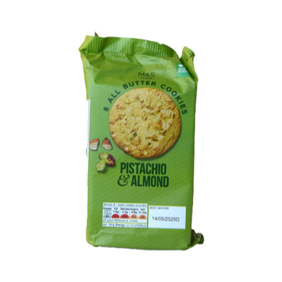 正品现货英国进口M&S玛莎开心果巧克力曲奇纯可可脂坚果饼干零食