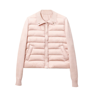 巨好看轻薄羽绒服女短款冬季新款毛衣拼接排骨白鸭绒小个子外套潮