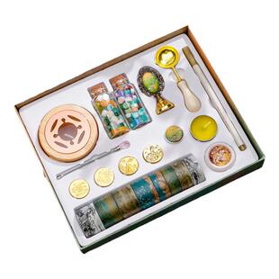 千里江山古风文创制作火漆印章套装全套火气章头蜡烛蜡粒手柄勺子火星笔炉子熔炉便宜小学生儿童生日礼物信封