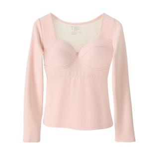 保暖内衣女免穿文胸发热秋衣秋裤套装2024新款秋冬季带胸垫打底衫