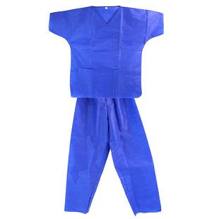 三达一次性洗手病人服蓝色无纺布SMS分体短袖防护套装手术隔离衣