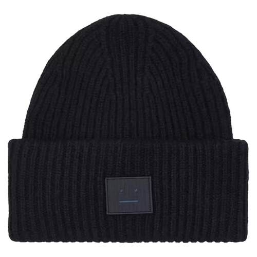 【自营】Acne Studios 羊毛新款黑色针织笑脸毛线帽针织帽配饰