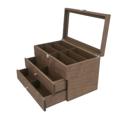 黑胡桃木纹18位三层大容量烟杆