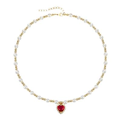 KREAM贝珠彩钻爱心项链