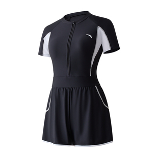 安踏小蛮腰泳衣女款连体泳裤2025新款温泉度假女士保守游泳馆泳装