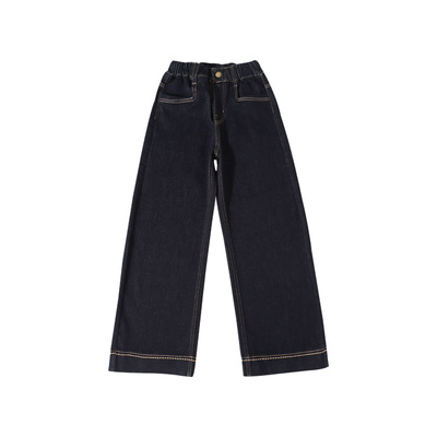 女童加绒裤子秋冬款一体绒牛仔裤