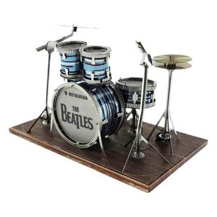 架子鼓摆件金属拼装积木3d立体拼图手工diy贝斯吉他乐器模型钢琴