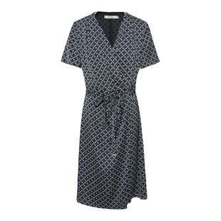 TENGS滕氏女装夏季新款优雅轻柔印花薄纱茶歇裙优雅系带连衣裙